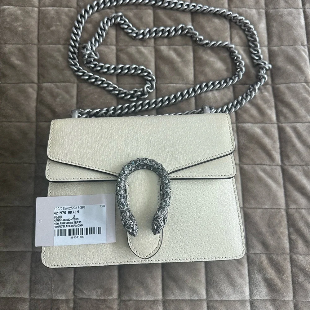 Gucci Dionysus Light Cream Leather Shoulder Bag with Silver-Tone Horsebit - Picture 2 of 3